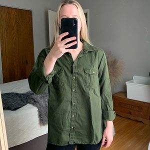 Merona Army Green Button Up Long Sleeve